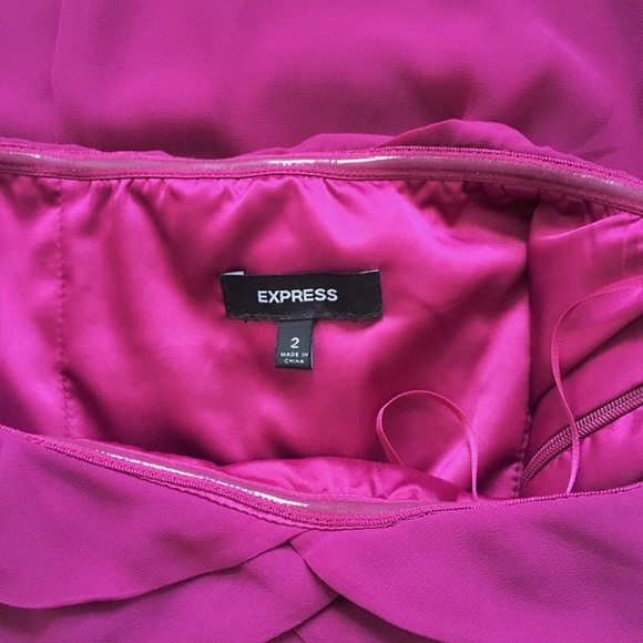 Strapless magenta purple pink pleated dress Express size 2 Y2K - Picture 6 of 7